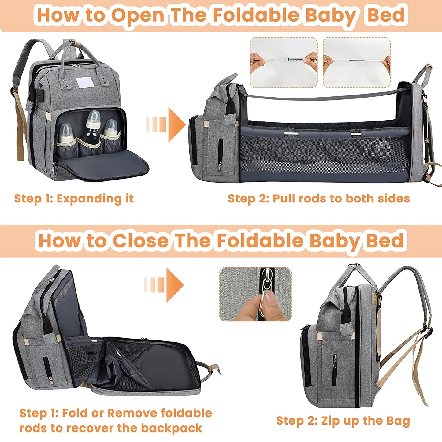 Sac à langer portatif | Berceau de voyage BabyNappy™ - L'Univers des Petits